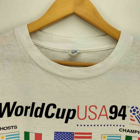 90S USA製 HIGH5ボディ サッカー 国旗 大会 USA94 コピーライト1991 WC94 TM シングルステッチ S/S Tシャツ メンズ import:L