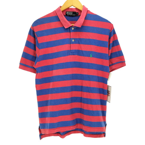 ポロバイラルフローレン Polo by RALPH LAUREN 90S ポニー刺繍 ボーダー S/S ポロシャツ メンズ import:XL