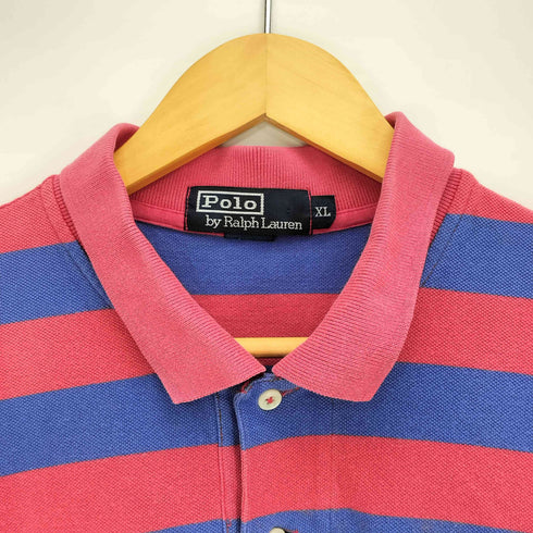 ポロバイラルフローレン Polo by RALPH LAUREN 90S ポニー刺繍 ボーダー S/S ポロシャツ メンズ import:XL