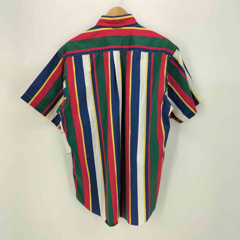 トミーヒルフィガー TOMMY HILFIGER 80-90s フラッグタグ ワンポイント刺繍 ボタンダウン S/S ストライプ シャツ メンズ import:S