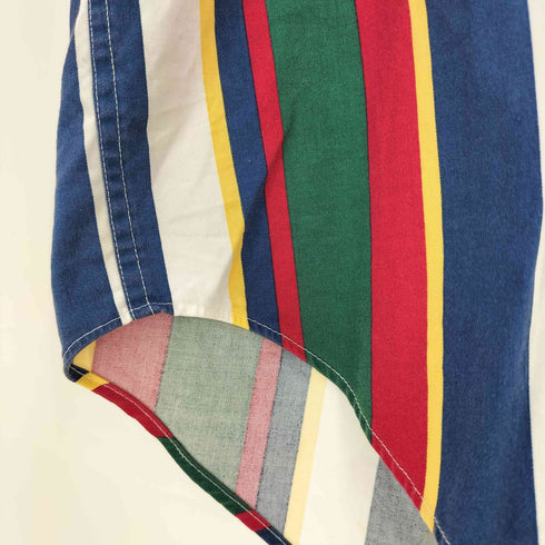 トミーヒルフィガー TOMMY HILFIGER 80-90s フラッグタグ ワンポイント刺繍 ボタンダウン S/S ストライプ シャツ メンズ import:S
