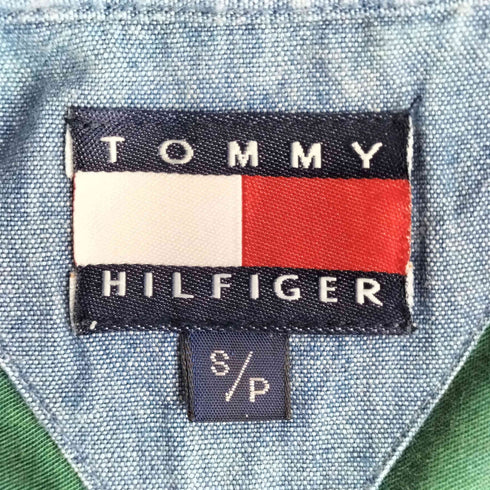 トミーヒルフィガー TOMMY HILFIGER 80-90s フラッグタグ ワンポイント刺繍 ボタンダウン S/S ストライプ シャツ メンズ import:S