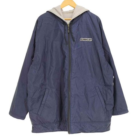 ナイキ NIKE 01AW 00S 小文字ロゴ フリース ナイロン リバーシブル フーデッド コート メンズ import:XL