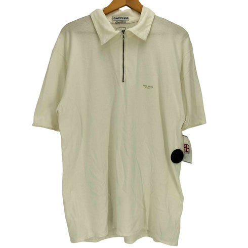 ストーンアイランド STONE ISLAND 95SS イタリア製 MARINA オスティ 本人期 ロゴプリント ハーフジップポロシャツ メンズ import:L