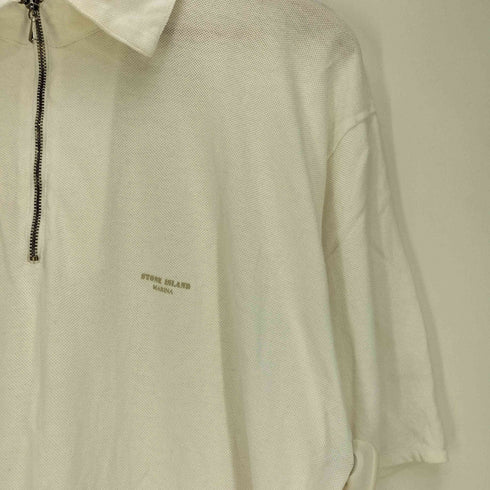 ストーンアイランド STONE ISLAND 95SS イタリア製 MARINA オスティ 本人期 ロゴプリント ハーフジップポロシャツ メンズ import:L