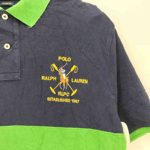 ポロラルフローレン POLO RALPH LAUREN 現行タグ ポニー刺繍 ナンバリング 鹿の子ポロシャツ メンズ import:L