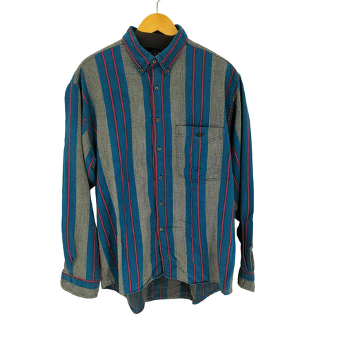 ドッカーズ DOCKERS USA製 ストライプ ボタンダウンロングスリーブシャツ メンズ import:L