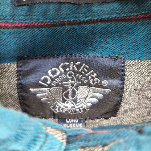 ドッカーズ DOCKERS USA製 ストライプ ボタンダウンロングスリーブシャツ メンズ import:L