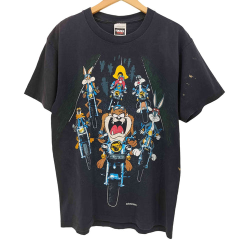 90S TULTEX ボディ コピーライト 1993 キャラクター バイカー プリント Tシャツ シングルステッチ メンズ import:L