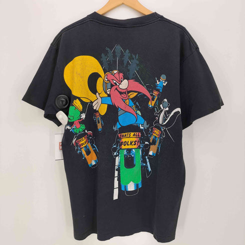 90S TULTEX ボディ コピーライト 1993 キャラクター バイカー プリント Tシャツ シングルステッチ メンズ import:L