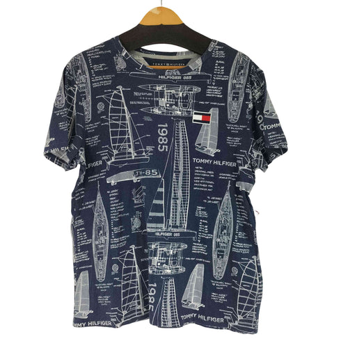 トミーヒルフィガー TOMMY HILFIGER ロゴワッペン セイルボード柄 S/S Tシャツ メンズ import:M
