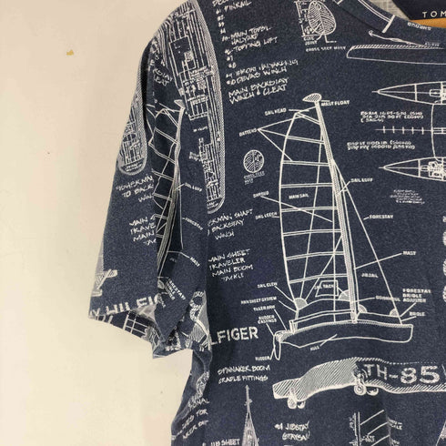 トミーヒルフィガー TOMMY HILFIGER ロゴワッペン セイルボード柄 S/S Tシャツ メンズ import:M