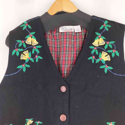 LAURA DANIELS 裏地チェック 刺繍デザイン ウールベスト レディース JPN:XXL