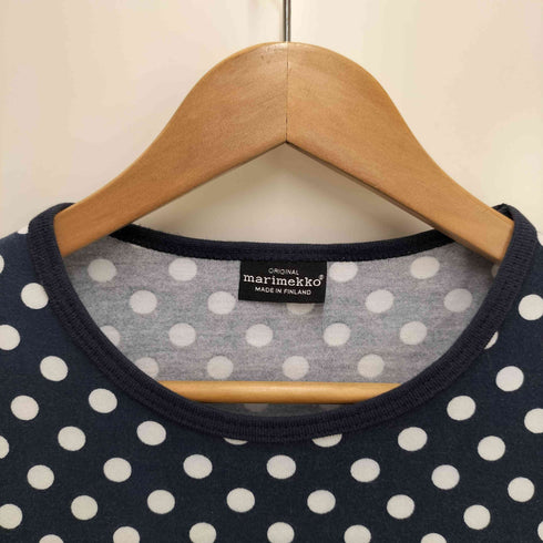 マリメッコ marimekko フィンランド製 水玉 ドット クルーネック L/S Tシャツ レディース import:XS