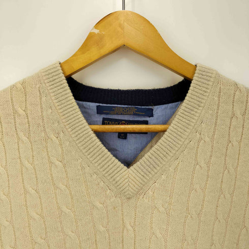 トミーヒルフィガーゴルフ TOMMY HILFIGER GOLF ロゴ刺繍 ケーブル ニット ベスト メンズ import:M