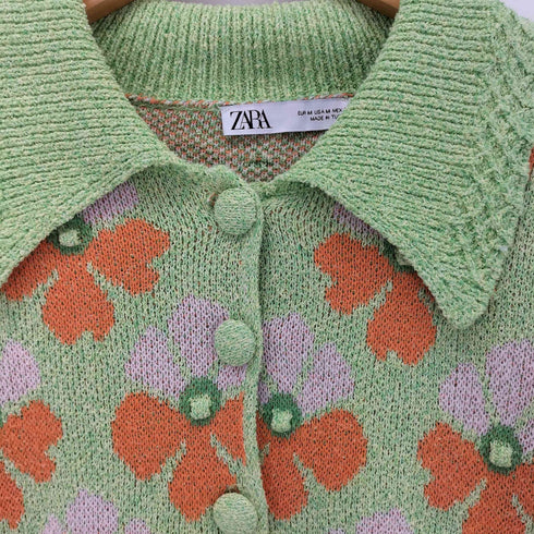 ザラ ZARA 花柄 S/S カーディガン レディース 28
