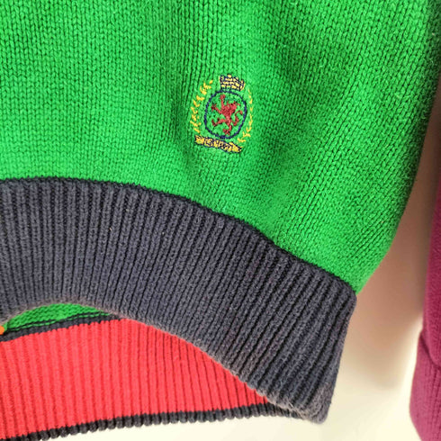トミーヒルフィガー TOMMY HILFIGER 90-00s 前Vガゼット マルチカラーニット メンズ L