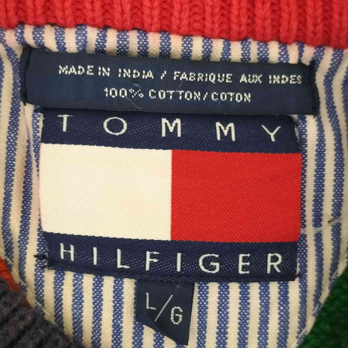トミーヒルフィガー TOMMY HILFIGER 90-00s 前Vガゼット マルチカラーニット メンズ L