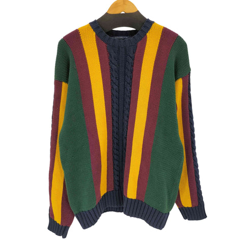 トミーヒルフィガー TOMMY HILFIGER 90-00s ケーブル切替 マルチカラーニット メンズ M