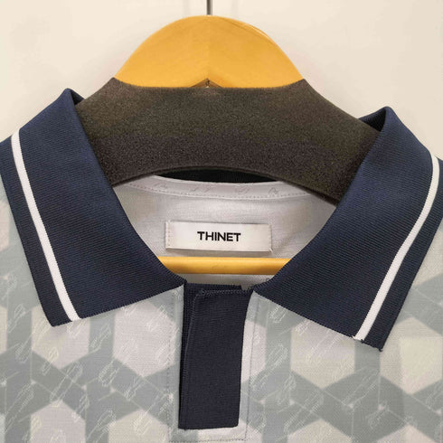 THINET 襟付き フロッキープリントジャガードゲームシャツ メンズ L