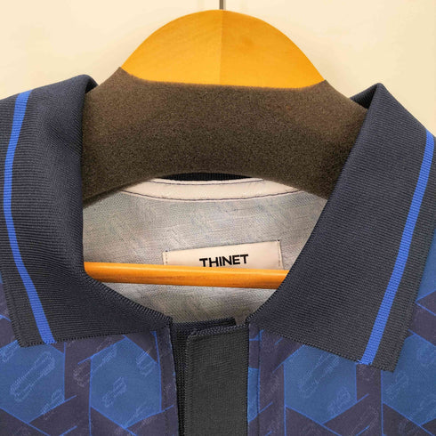 THINET 襟付き フロッキープリントジャガードゲームシャツ メンズ L