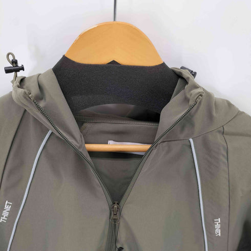 THINET ロゴプリント ハーフジップアノラックジャケット メンズ M