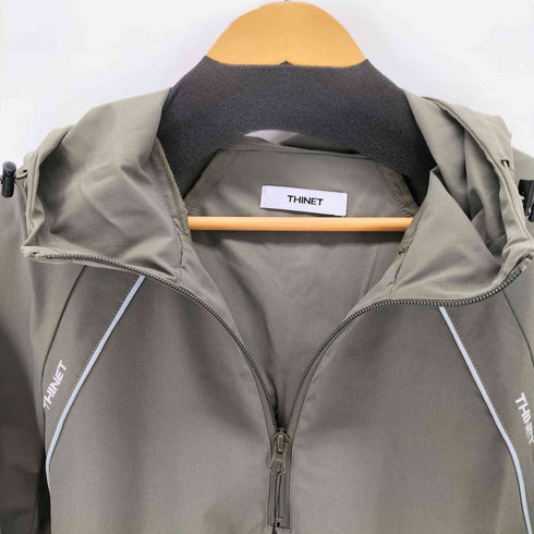 THINET ロゴプリント ハーフジップアノラックジャケット メンズ M