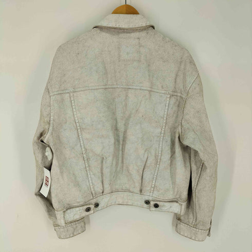 ザラ ZARA ホワイトウォッシュ加工 デニムジャケット メンズ import:L