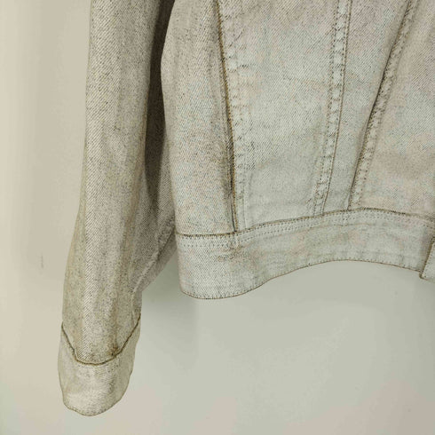 ザラ ZARA ホワイトウォッシュ加工 デニムジャケット メンズ import:L