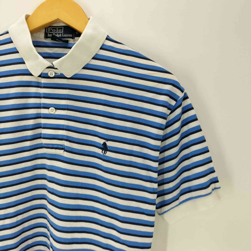 ポロバイラルフローレン Polo by RALPH LAUREN 90S ポニー 刺繍 コットン ボーダー ポロ シャツ メンズ import:M