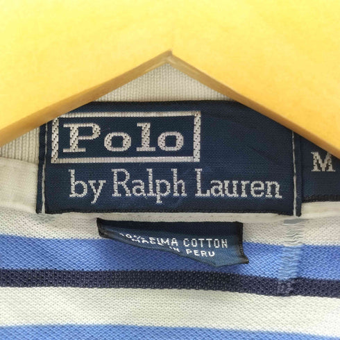 ポロバイラルフローレン Polo by RALPH LAUREN 90S ポニー 刺繍 コットン ボーダー ポロ シャツ メンズ import:M