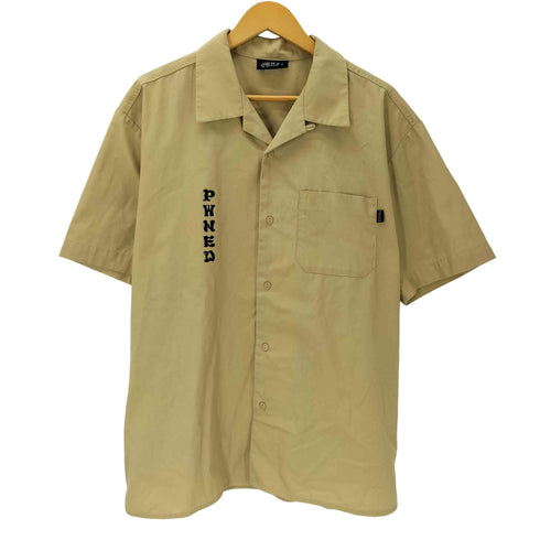 パウンド PWNED × SOLID BLACKLINE KAIKIN SHIRTS ロゴ プリント コラボ 開襟 オープンカラー S/S ボックス シャツ メンズ JPN:XL