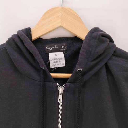 アニエスベー agnes b. PARIS SPORT 00S サンライズ期 クロップド ショート ジップ フーディー パーカー 八の字ジップ 短丈 レディース 3