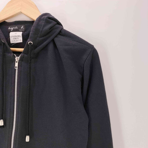 アニエスベー agnes b. PARIS SPORT 00S サンライズ期 クロップド ショート ジップ フーディー パーカー 八の字ジップ 短丈 レディース 3