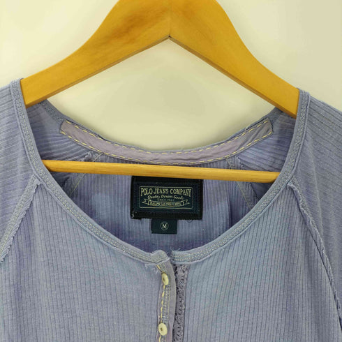 ポロジーンズカンパニーラルフローレン POLO JEANS COMPANY RALPH LAUREN 00S インパクト21期 コットン レーヨン レース インサイドアウト ハーフボタン S/S Tシャツ ピチT レディース import:M