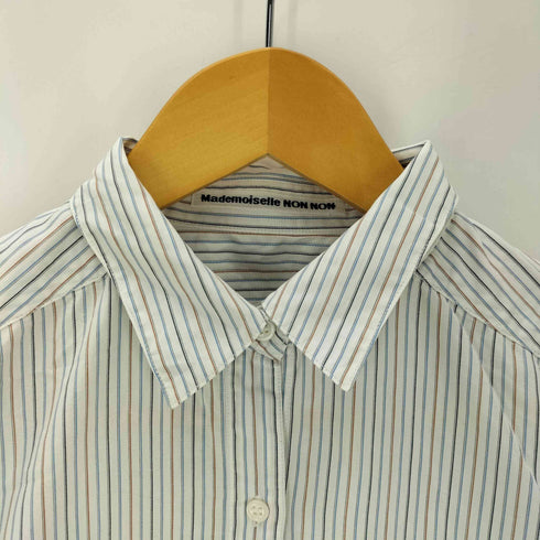 マドモアゼルノンノン mademoiselle NON NON L/S ラウンドカット クロップド ストライプ シャツ レディース JPN:M
