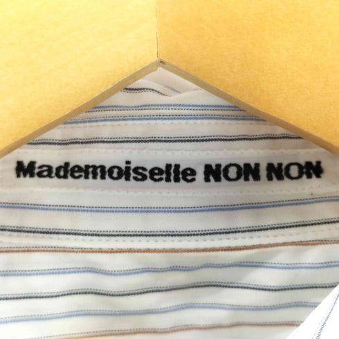 マドモアゼルノンノン mademoiselle NON NON L/S ラウンドカット クロップド ストライプ シャツ レディース JPN:M