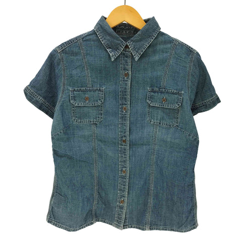 エディーバウアー Eddie Bauer インド綿 S/S シャンブレー デニム シャツ レディース import:L