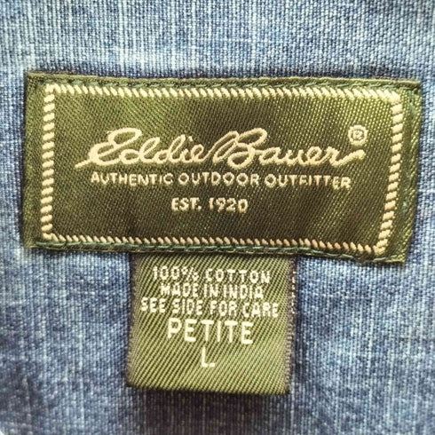 エディーバウアー Eddie Bauer インド綿 S/S シャンブレー デニム シャツ レディース import:L