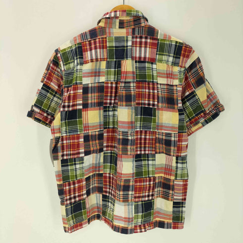 ギャップ Gap 00S 02SS 紺タグ OLD S/S パッチワーク マドラスチェック S/S シャツ 短丈 ボックス レディース 160