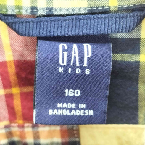 ギャップ Gap 00S 02SS 紺タグ OLD S/S パッチワーク マドラスチェック S/S シャツ 短丈 ボックス レディース 160
