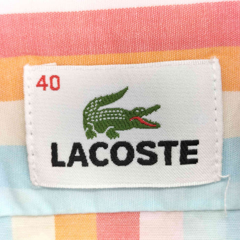ラコステ LACOSTE ストライプ柄 ワンポイント刺繍 長袖シャツ レディース JPN:40