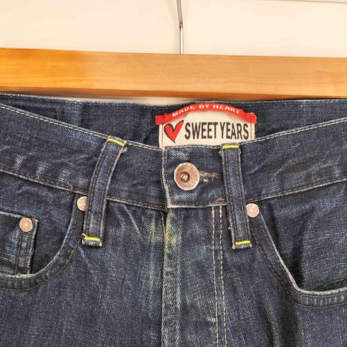 スウィートイヤーズ SWEET YEARS ハート刺繍 ボタンフライ ストレートデニム レディース 31inch
