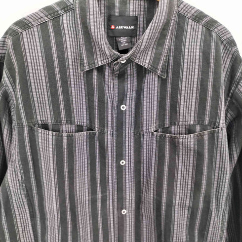 エアウォーク AIRWALK ストライプ スナップボタン L/S シャツジャケット メンズ 2L