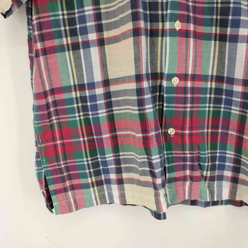 ポロバイラルフローレン Polo by RALPH LAUREN 90S スモールポニー刺繍 CALDWELL 開襟 S/S チェック柄シャツ メンズ import:L