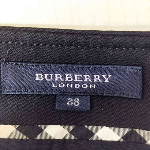 バーバリーロンドン BURBERRY LONDON ノバチェック パイピング タック フレア ウール スカート レディース 38