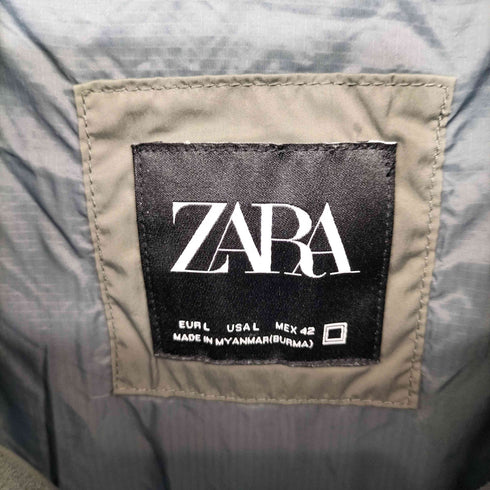 ザラ ZARA 襟元刺繍入り ワッペン付き パフ ダウンジャケット メンズ import:L