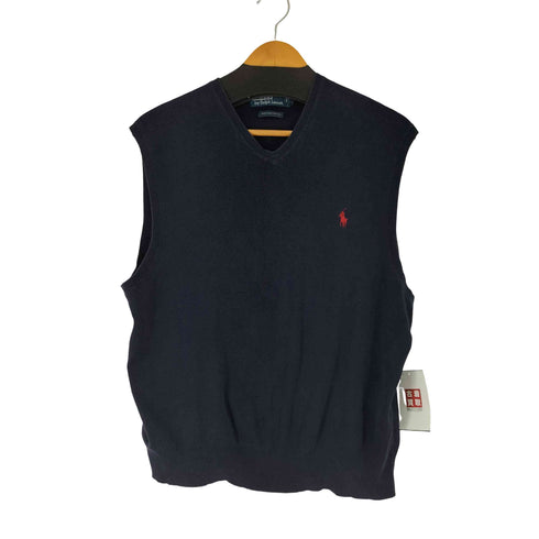 ポロバイラルフローレン Polo by RALPH LAUREN 90S PIMA COTTON ポニー刺繍 Vネック ベスト メンズ import:L