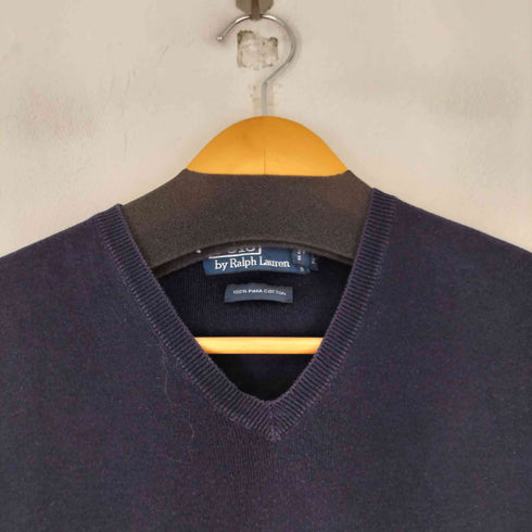 ポロバイラルフローレン Polo by RALPH LAUREN 90S PIMA COTTON ポニー刺繍 Vネック ベスト メンズ import:L