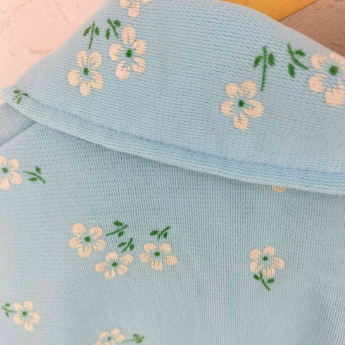 ポリナイロン 花刺繍 半袖 オープンカラーシャツ レディース